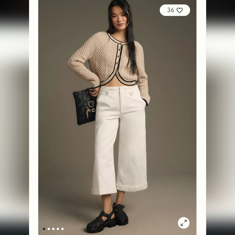 Maeve Cropped Ex High-Rise Wide-Leg Jeans In White Size 31